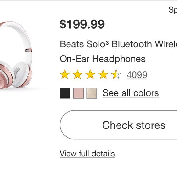 Beats Solo3 Bluetooth Wireless On-Ear Headphones - Rose Gold